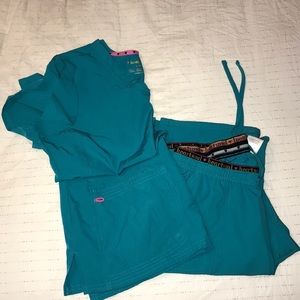 Teal Silky Scrub Set